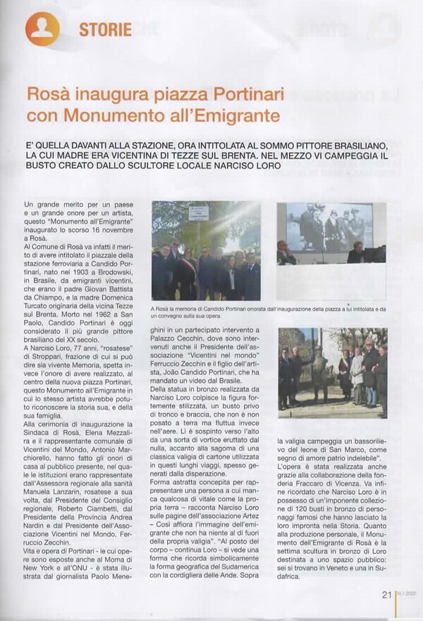Rosà inaugura piazza Portinari con Monumento all