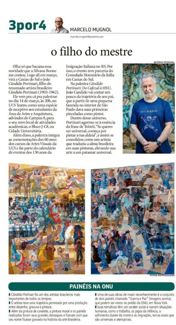 Palestra "Do Cafezal à ONU", por João Candido Portinari, na UCS: Universidade de Caxias do Sul
