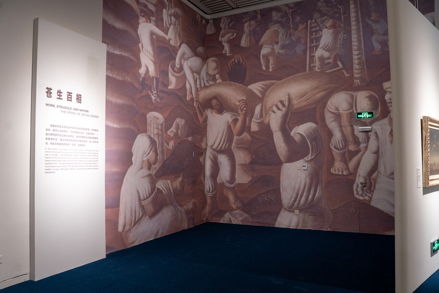 Montagem da Exposição O Brasil de Portinari no Museu Nacional da China