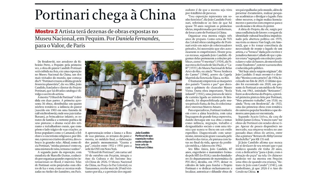 Portinari chega à China
