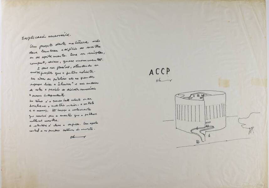 Planta arquitetônica de Oscar Niemeyer para a Associação Cultural Candido Portinari